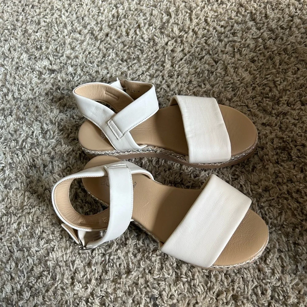 Sole Bliss  White Ankle-Strap Sandals with Buckle